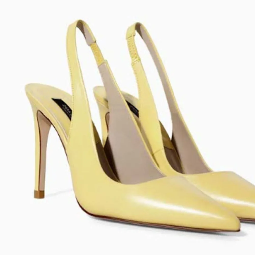 Zara Leather Slingback Pointed Heel US 7.5 - Picture 2 of 8